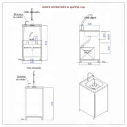 Lavatório Portátil em Aço Inox com Acionamento por Pedal